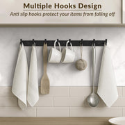 Plantex Wall Hooks for Hanging Cloth/Stainless Steel Towel Hangers/Bathroom Robe Hooks/Door Hangers/Wall Hook Rack/Hook Rail for Hanging Keys - 8 Hooks (Pack of 1, Black)