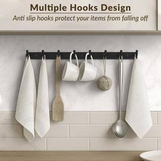 Plantex Wall Hooks for Hanging Cloth/Stainless Steel Towel Hangers/Bathroom Robe Hooks/Door Hangers/Wall Hook Rack/Hook Rail for Hanging Keys - 8 Hooks (Pack of 2, Black)