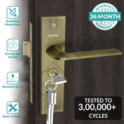 Plantex Heavy-Duty Door Lock Set - Main Door Lock Handle Set/ 6-Lever Lock Mechanism with 3 Years of Warranty/Mortise Lock with 3 Keys, Brass Lockbody & Cylinder (8105 -Brass Antique)