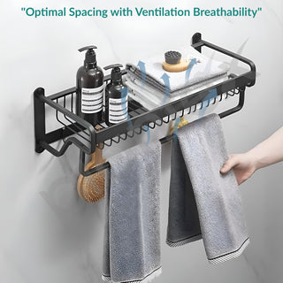 Plantex Aluminium Towel Holder in Bathroom/Towel Hanger/Hanger for Cloth/Bathroom Accessories (22 inch -Black)