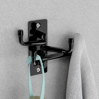 Plantex Flexible 4 pin Wall Hooks/Modern Wall Hanger/Hooks for Wall Heavy Items/Cloth Hanger/Towel Hanger for Wall (Black) Pack of 2
