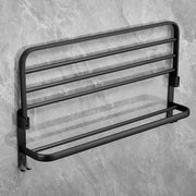 Plantex Towel Rack with Fix Towel Rod/Aluminium Folding Towel Bar/Single Soap Dish/Soap Holder/Tumbler Holder/Toothbrush Holder for Bathroom/Bathroom Accessories - Combo (Black)