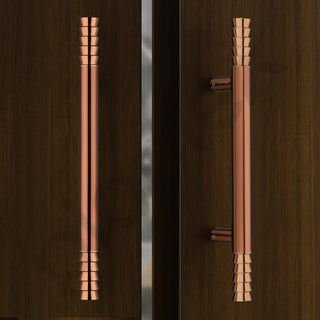 Plantex 14 Inch Stainless Steel Lotus Main Door Handle/Pull-Push Handles for Main Door/Wooden & Glass Door Handle/3 Years Warranty Pack of 2 (PVD Rose Gold)