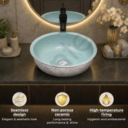Plantex Ceramic Round Basin for Bathroom/ Table Top Basin/ Washbasin for Bathroom/ Restaurant/Hotel (16.5 x 16.5 x 6 Inch)