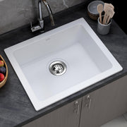 Plantex Undermount Sink for Kitchen with 10 Years Warranty by Plantex/Quartz Acrylic Kitchen Sink/Granite Single Bowl Kitchen Sinks with Coupling & Drain rack (Whiti -16x18 Inches)