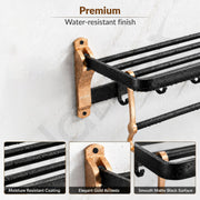 Plantex Aluminium Towel Rack for Bathroom/Towel Holder/24inch Towel Hanger/Bathroom Accessories - Pack of 1 (Black & Gold)
