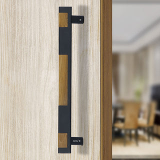 Plantex 281 Premium 14-inch Door Pull-Push Main Door Handle for Glass Door/House/Hotel/Office Door Hardware (Black & Wood Finish)