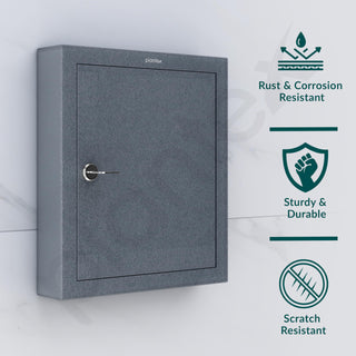 Plantex GI Metal Key Holder Box/Key Cabinet with 16 Key Holder for Wall/Lockable Key Storage Box for Home/Hotel/Shops/Office - Wall Mount (Grey)