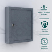 Plantex GI Metal Key Holder Box/Key Cabinet with 16 Key Holder for Wall/Lockable Key Storage Box for Home/Hotel/Shops/Office - Wall Mount (Grey)