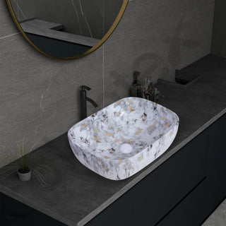Plantex Basin for Bathroom/Ceramic Table Top Basin/Counter Top Wash Basin - (Alpha -NS-108, Marble Finish, 18 x 13 x 5.5 Inch)