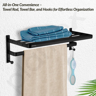 Plantex Towel Hanger for Bathroom/24 Inch Towel Rack/Bathroom Hanger for Clothes/Towel Holder/Bathroom Accessories -Pack of 1 (1509, Black)