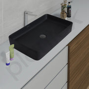 Plantex Black Tabletop Basin for Bathroom/Countertop Wash Basin/Ceramic Bathroom Basin/Washbasin for Restaurant, Hotel(Matt Black Finish, 24 x 13 x 5 Inch)
