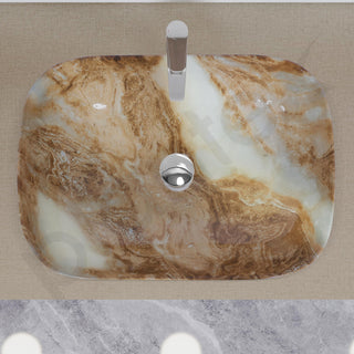 Plantex Ceramic Tabletop Basin Sink/Basin for Bathroom/Wash Basin/Washbasin for Restaurant, Hotel (Marble Finish, 18 x 13 x 5.5 Inch)