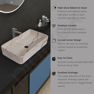 Plantex Ceramic Tabletop Washbasin/Bathroom Sink/Basin for Bathroom/Wash Basin for Restaurant, Hotel (Marble Finish)