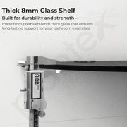 Plantex Glass Corner Shelf For Bathroom/Living Room/Kitchen Corner Shelf, Wall Mount/Glass Shelf for Bathroom Wall (9x9 Inches, Black, Pack of 3)