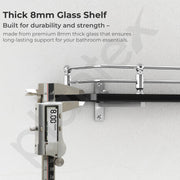 Plantex Wall Mount Glass Shelf for Bathroom/Shelves for Kitchen/Black Glass Shelf, Polished (15x6 Inches - Pack of 3)