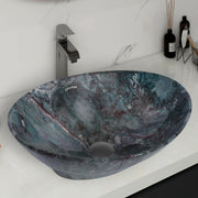 Plantex Ceramic Basin for Bathroom/Table Top Ceramic Basin/Washbasin for Bathroom - (BOAT-NS-553-Marble Finish, 16 x 13 x 5.5 Inch)