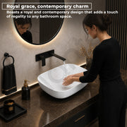 Plantex Ceramic Wash Basin/Basin for Bathroom/Tabletop Wash Basin/Bathroom Basin (Crystal, White)