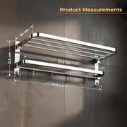 Plantex 24 Inch Towel Rack for Bathroom/Stainless Steel Towel Holder/Hanger with Rod/Bathroom Accessories - Pack of 1 (Chrome)