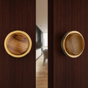 Plantex Stainless Steel Main Door Handle/4-inch Round Shape Door Handle for Main Door/Pull-Push Knob Handle for Wooden & Glass Door (PVD Gold & Wood) - 3 Years Warranty