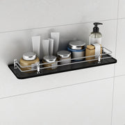 Plantex Premium Black Glass Shelf for Bathroom/Kitchen/Living Room - Bathroom Accessories (Polished, 18x6 Inches) - Pack of 1