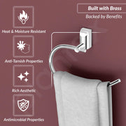 Plantex Pure Brass Towel Holder for Wash basin/Napkin Holder/Towel Ring/Bathroom Accessories - (Chrome Finish) Superb