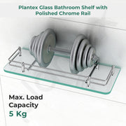 Plantex Bathroom Glass Shelf/Glass Shelf for Bathroom Wall/Transparent Glass Shelves for Kitchen/Living Room Shelf/Wall Stand for Kitchen- (Polished,15x6 Inches, Pack of 3)