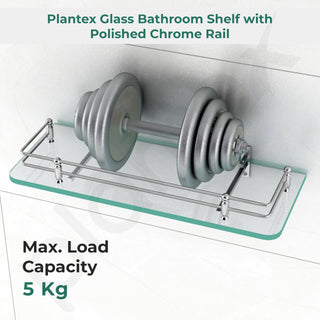 Plantex Glass Shelf for Bathroom/Kitchen Wall Mounted/Living Room Transparent Glass Shelf - Bathroom Organizer (Polished - 15x6 Inches - Pack of 2)