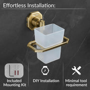 Plantex 304 Grade Stainless Steel Tooth Brush Holder/Tumbler Holder for Wash Basin/Bathroom Accessories - Nipron (Brass Antique)