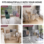 Plantex Cloth Stand for Home/Stainless Steel Foldable Colth Stand/Double Layer Cloth Drying Rack for Balcony - Pack of 1 (Bloom, Chrome)