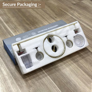 Plantex Self Adhesive Stainless Steel and ABS Bathroom Accessories Set/soap Holder for Bathroom/Tumbler Holder/Towel Rod/Towel Ring for Washbasin/Robe Hook - Set of 5 (Matt Black & Gold)