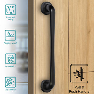 Plantex Zinc Alloy Polo 14-Inch Pull Handle For Main Doors Of House/Office/Hotel (Rich Black Finish - Big) - 3 Years Warranty