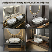 Plantex Oval Ceramic Wash Basin/Tabletop Basin for Bathroom/Washbasin Sink for Home/Office (Glossy White - 21 x 14 x 6 Inch)