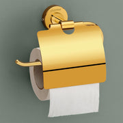Plantex 304 Grade Stainless Steel Washroom Set of 2 - Toilet Paper Holder/Stand/Liquid Soap Dispenser - Daizy (Golden)