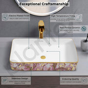 Plantex Ceramic Counter Top Washbasin for Bathroom/Table Top Wash Basin/Rectangle Bathroom Sink for Restaurant/Hotel (24 x 14 x 5 Inch)