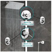 Plantex Brass Diverter Set for Bathroom/Concealed Body High Flow Diverter Full Set with Exposed Part Kit/Bathroom Shower System - (Chrome)