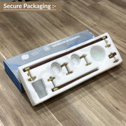 Plantex 304 Stainless Steel and Wood Bathroom Set/Glass Soap Holder & Tumbler Holder/Towel Rod/Napkin Hanger for Washbasin/Robe Hook/Bathroom Accessories - Set of 5 (Gold & Wood)