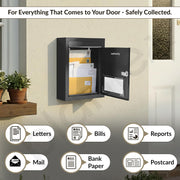 Plantex All in 1 Letter Box/Multipurpose Box- Suggestion Box/Complaint Box/Post Box/Donation Box/Letter Box for Home gate and Office with Keylocks - Table Top, Wall Mounted - GI Steel (Black)