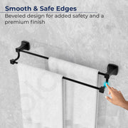 Plantex Dual Towel Rod for Bathroom/Space Aluminium Towel Hanger/24inch Towel Holder/Bathroom Accessories - Pack of 1 (Powder Coated Black)