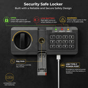 Plantex 13 Ltr. Safe Locker For Home/Digital Locker/Electronic Safety Locker with Master & User Dual Code Access with Emergency Key/2 Years Warranty By Plantex (Black)