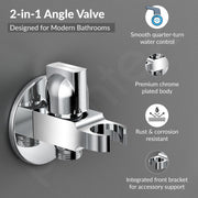Plantex 2 in 1 Angle Cock with Health faucet and Hand Shower Holder/Angle Valve for Bathroom/Hand shower Bracket/Angle Valve with Faucet Bracket/Bathroom Accessories - Pack of 1(AC22)