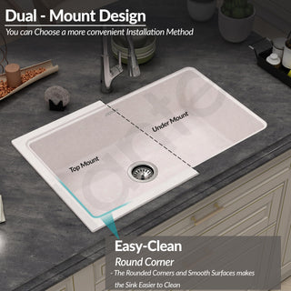 Plantex Undermount Sink for Kitchen/Quartz Acrylic Kitchen Sink with 10 Years Warranty by Plantex/Granite Single Bowl Sinks with Coupling (Rayon 32x20 Inches)