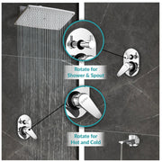 Plantex Diverter Set for Bathroom/Concealed Body High Flow Diverter Full Set with Exposed Part Kit/Bathroom Shower System - (Chrome)