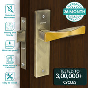 Plantex Heavy Duty Door Lock ÃƒÂ¢Ã¢â€šÂ¬Ã¢â‚¬Å“ Bathroom Door Lock/Mortise 8inch Keyless Plate Handle Set for Home/Bathroom/Store Room/Balcony/Office with Baby Latch (8085, Brass Antique & PVD Gold)