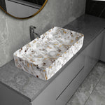 Plantex Tabletop Wash Basin/Bathroom Sink/Wash Basin Over Counter/Designer Ceramic Wash Basin for Bathroom (Marble Finish, 24 x 13 x 5 Inch)