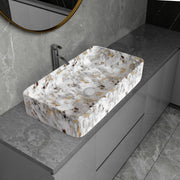 Plantex Tabletop Wash Basin/Bathroom Sink/Wash Basin Over Counter/Designer Ceramic Wash Basin for Bathroom (Marble Finish, 24 x 13 x 5 Inch)