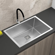Plantex Premium Kitchen Sink with 25 Years Warranty by Plantex/Heavy-Duty Stainless Steel Sink for Kitchen with Square Coupling, Hose Pipes and Drain Rack/Single Bowl Sink (Silver Matt-22x18x9 Inches)