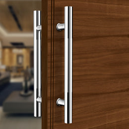 Plantex Stainless Steel Main Door Handle/Wooden Door Handle/Wooden Door Accessories/12 Inch Pull-Push Handles Set of 1 (2 Piece, Chrome)