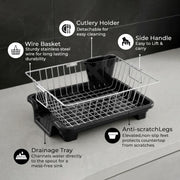 Plantex Dish Drying Rack/Stainless Steel Dish Drainer with Drainer Tray for Kitchen/Vessel Drainer Basket for Utensils/Plate Drying Rack - Chrome (58.5x44.5x23.5 Inch)