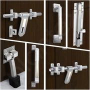 Plantex Stainless Steel Door Kit for Single Door/Door Accessories (10-inch Al-Drop,8-inch Latch,2 Handles of 8 and 7 Inch,7-inch Tower Bolt and 4-inch Door Stopper- (Chrome & Satin)